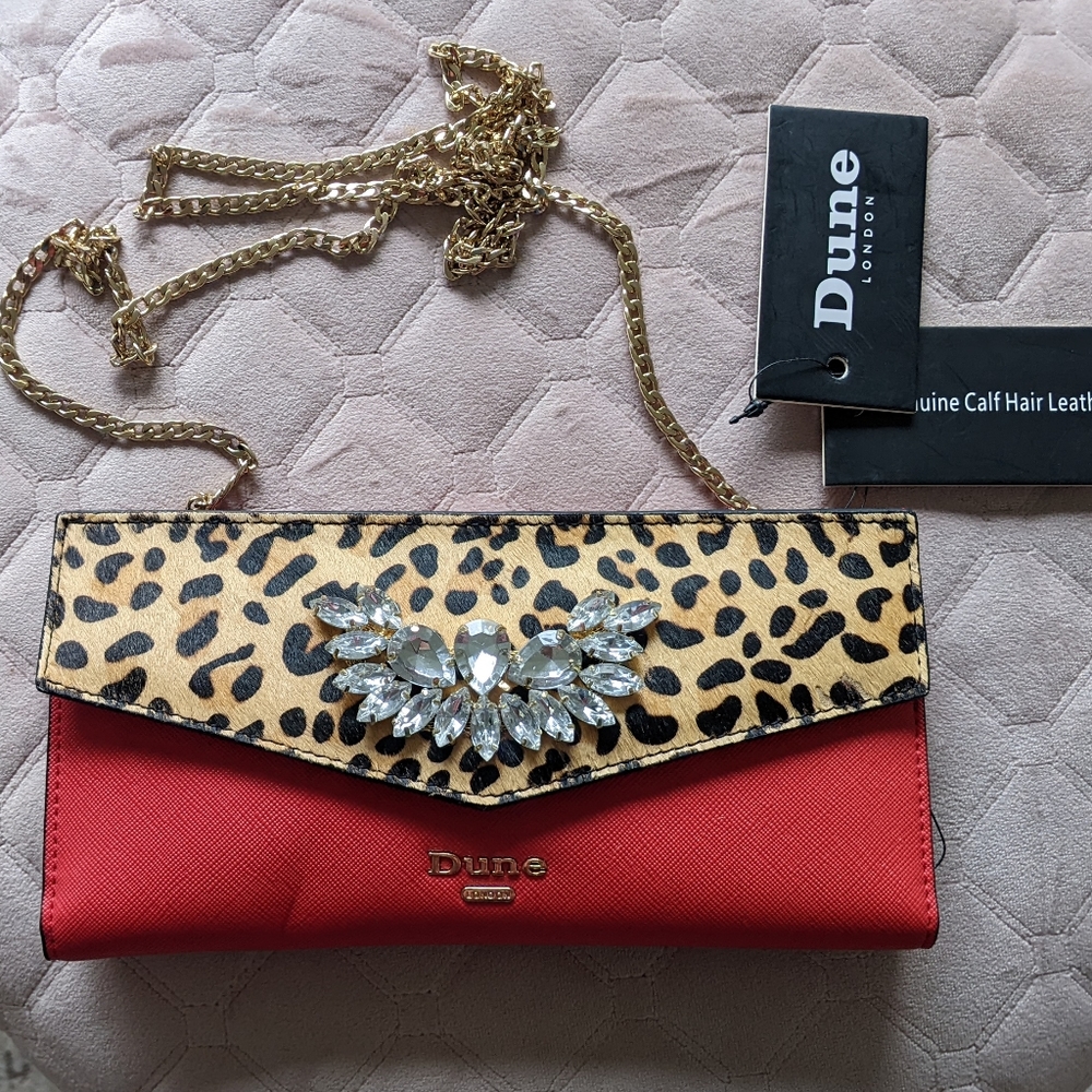 Genuine calf leather crossbody wallet cluch